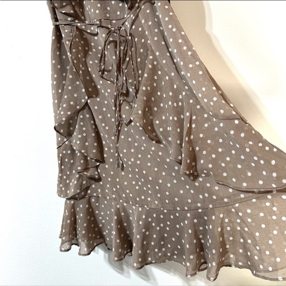 Tommy Hilfiger Fit & Flare Ruffle Dress Polka Dot Tan Taupe Women’s Size 6 NWT - Picture 8 of 8